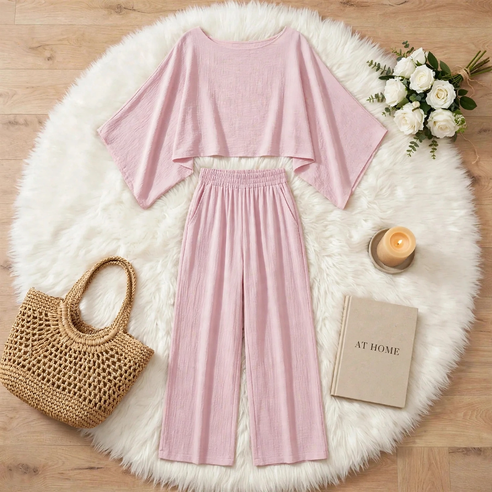 light pink flatlay rug