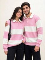 سويت شيرت بولو مقلم بتصميم عصري للجنسين | 5 ألوان - الصورة 3