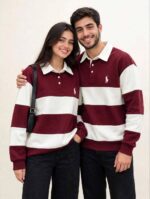 سويت شيرت بولو مقلم بتصميم عصري للجنسين | 5 ألوان - الصورة 4